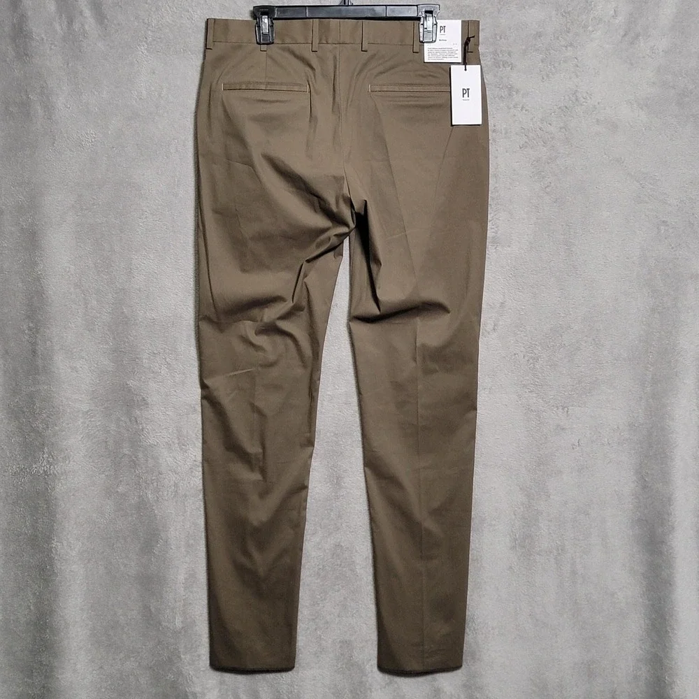 PT Torino Pants Mens 35x34 Brown Active Stretch Chino Trousers Dress Tech Work